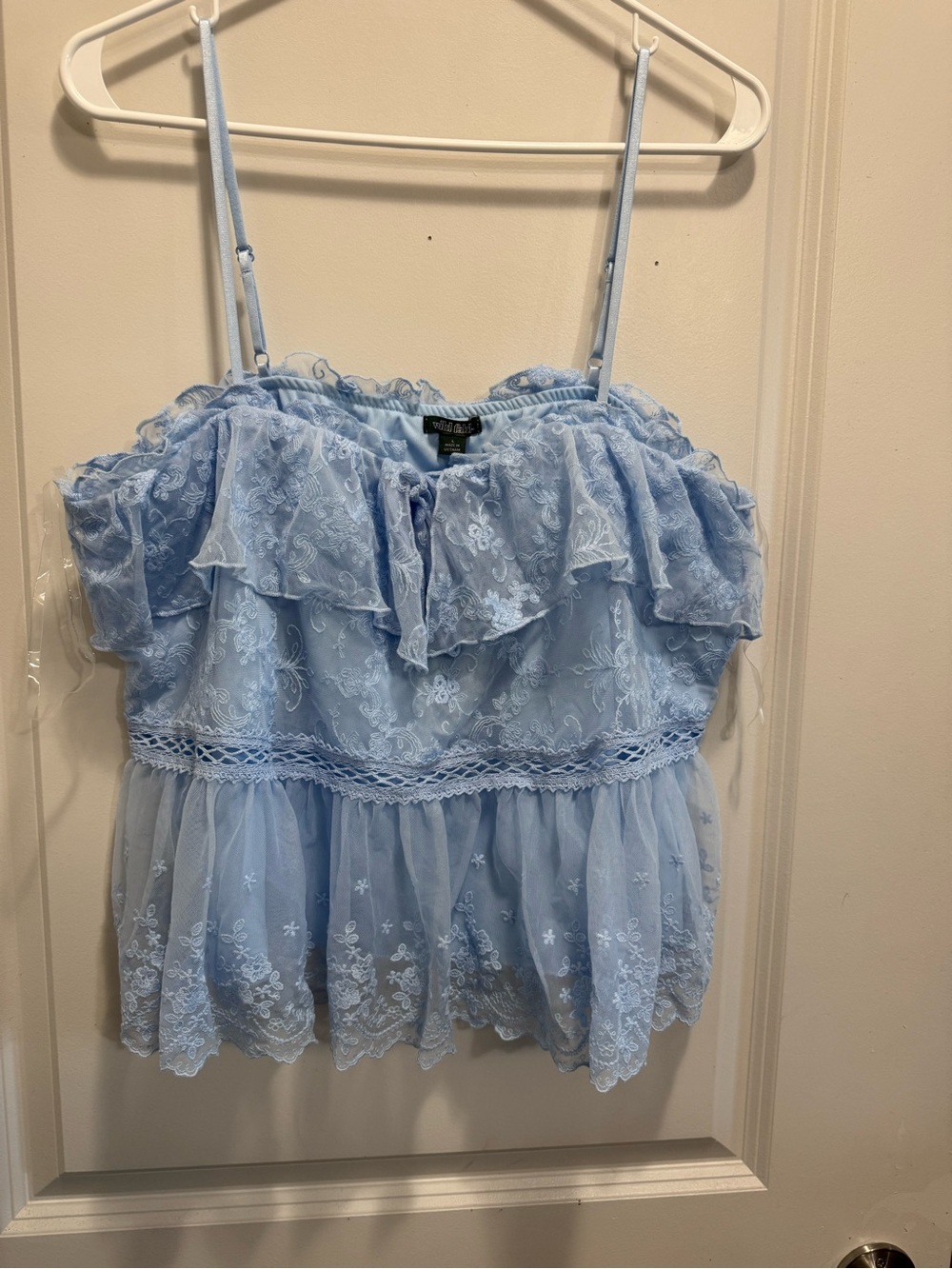& Other Stories Light Blue Lace Ruffle Camisole